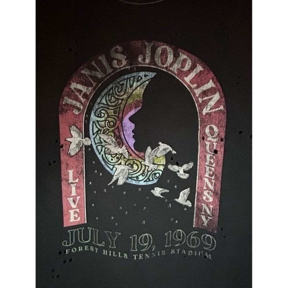 Janis Joplin Live Forest Hills 1969 Graphic Rock Concert T-Shirt Sz Womens S/M